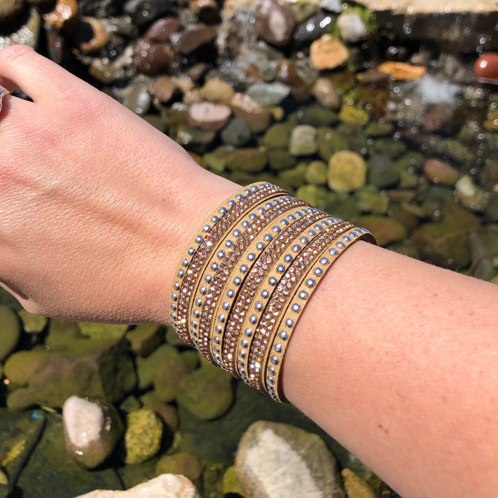 9 In 1 Multi-Strand Khaki Leather Bracelet